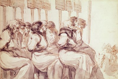 Red Bonnet hizipinin devrimci komitesinin üyeleri, 18. yüzyılın sonları (kalem ve mürekkep ve kağıt üzerinde yıkama) by Dominique Vivant Denon